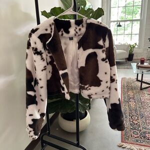 SHEIN cropped teddy jacket sz M